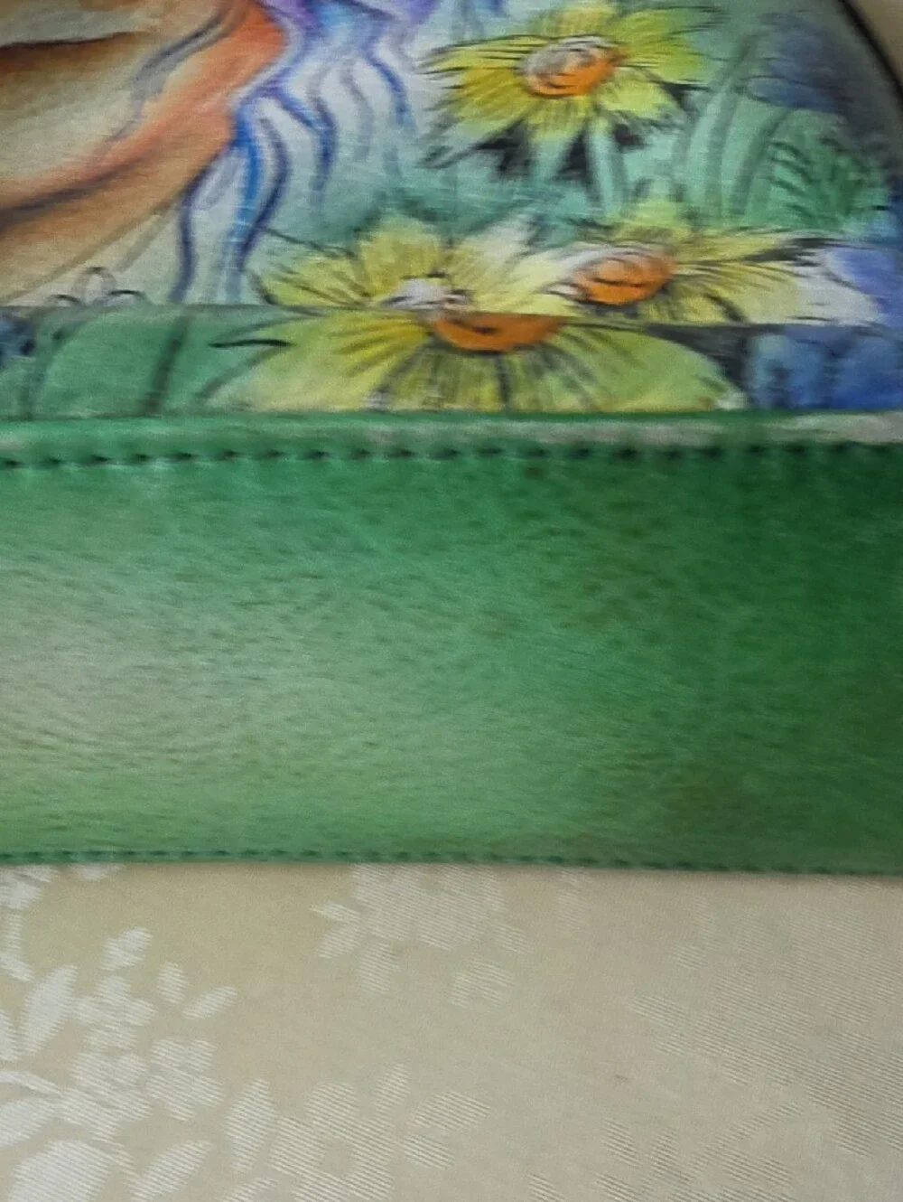Colorful Horse Art Laptop Sleeve - Green.nwot Single Leather Handle
